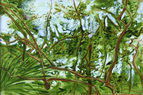 Arabesque Trees, 12" x 18", oil on linen, 2006, private collection.